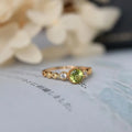 Copper geometric quadrilateral imitation peridot ring in Japanese retro artistic style