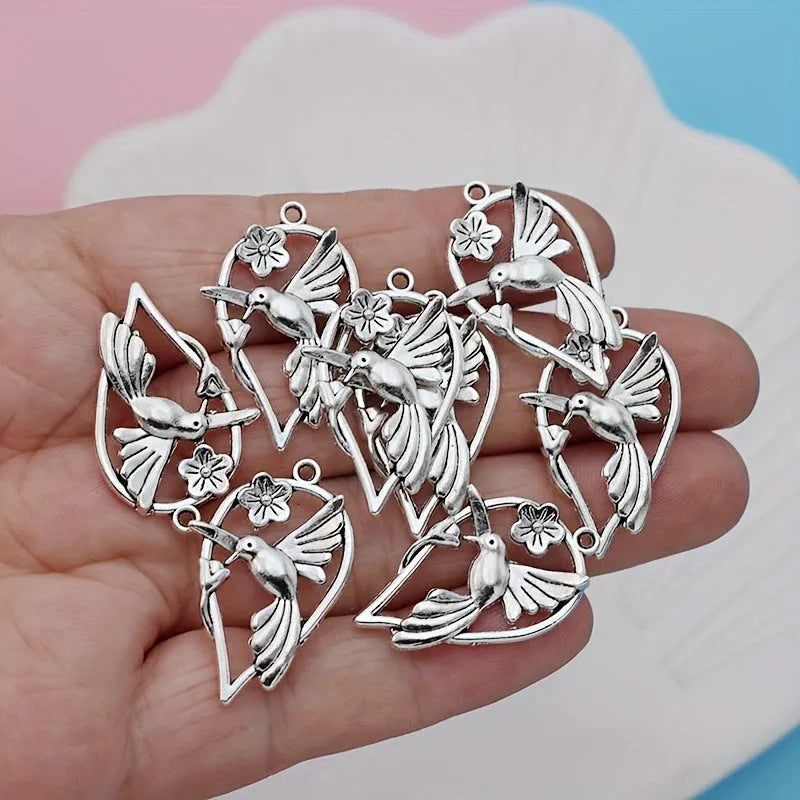 Alloy Magpie pattern pendant for DIY jewellery making with electroplated finish