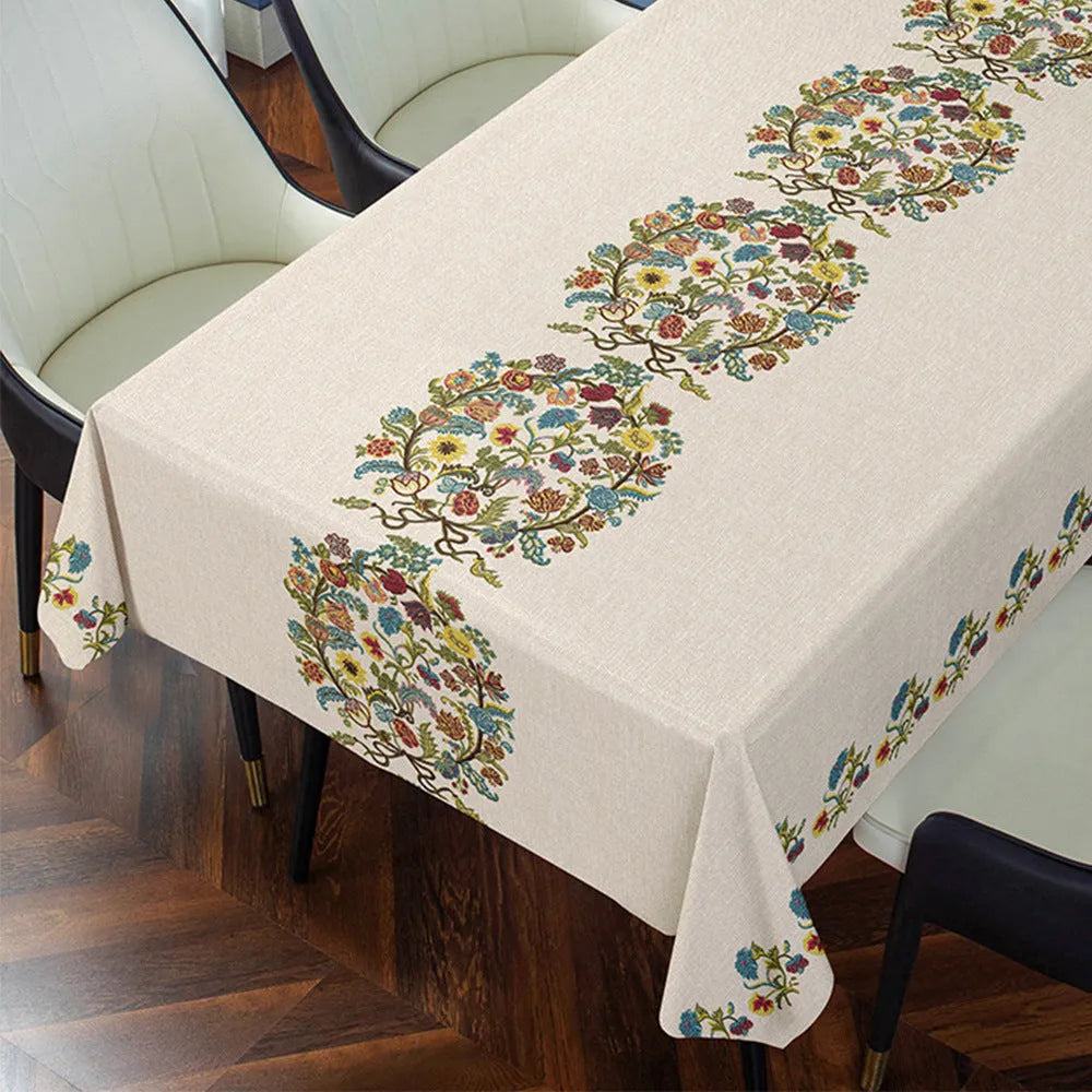 Rectangular non-slip PVC waterproof tablecloth on coffee table with geometric pattern
