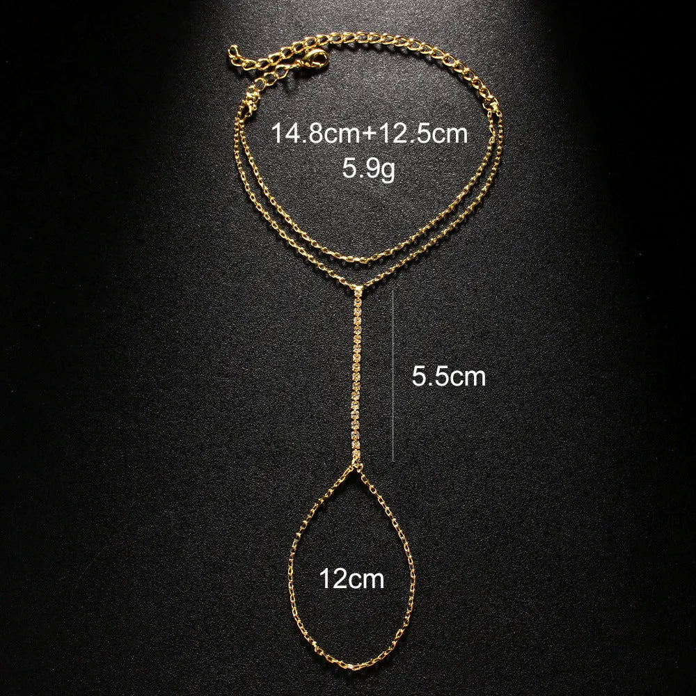 Women's Bohemian geometric bracelet with rhinestone detailing in gold and silver colour options