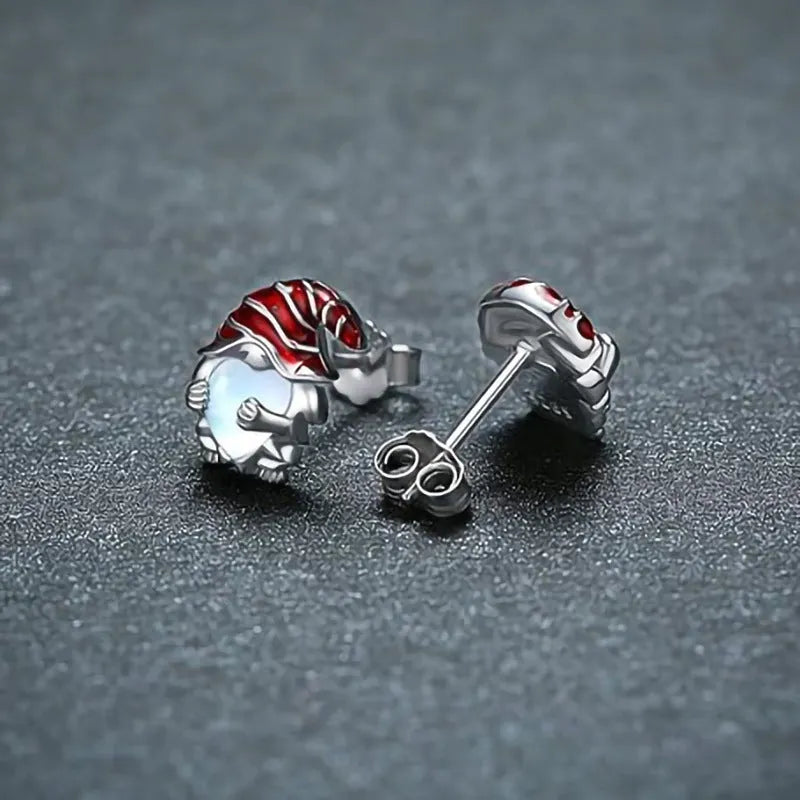 Santa Claus design heart-shaped copper earrings with white gold electroplated finish for women