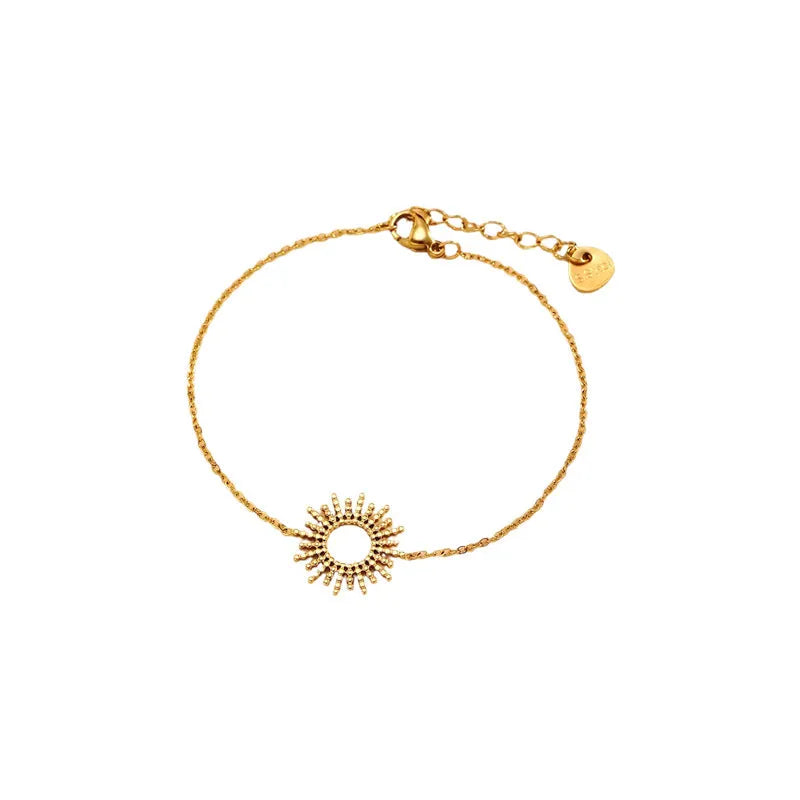 Sunflower series women's gold necklace and bracelet set with geometric chain design