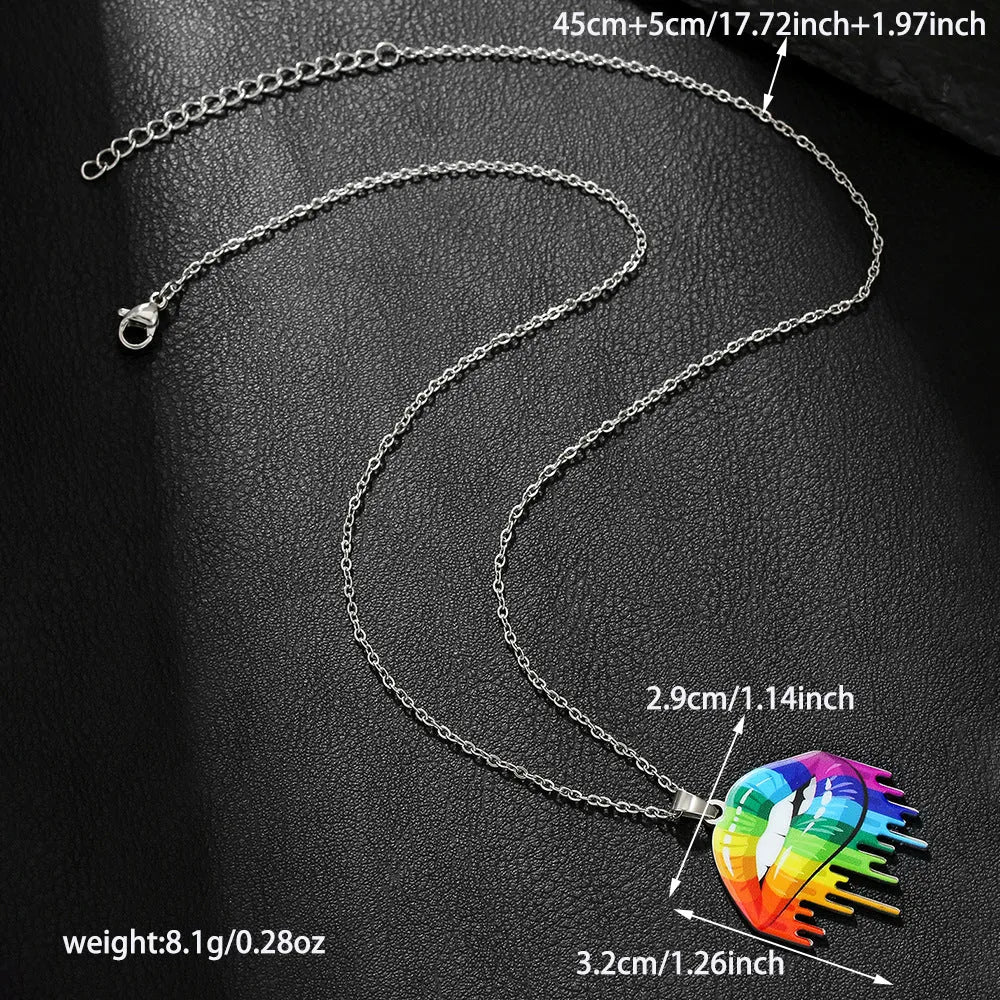 Stainless steel necklace and bracelet set with colour printed inspirational designs