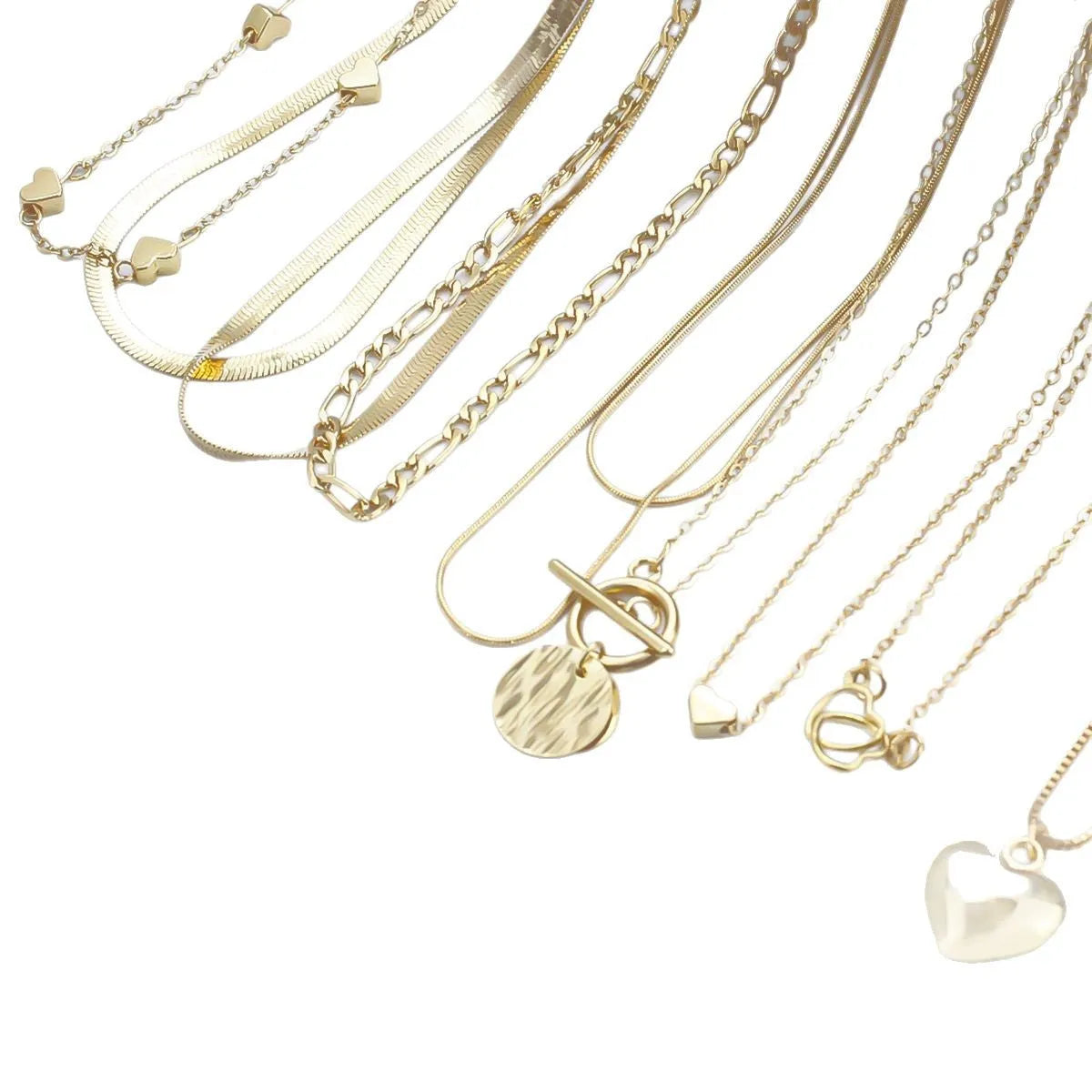 10-piece women's gold electroplated necklace set with adjustable length and snake bone chain design