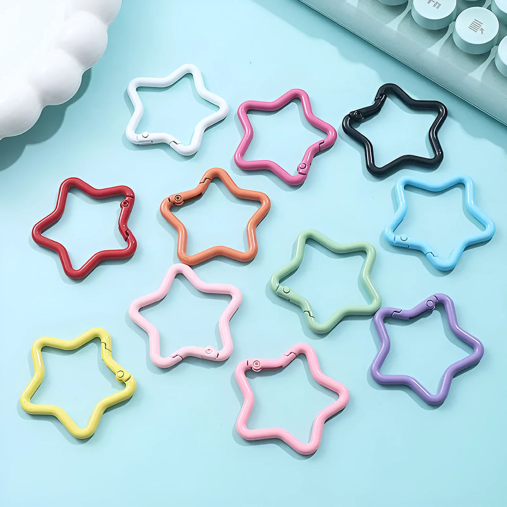 Zinc alloy five-pointed star keychain in macaron colour options for backpack decoration