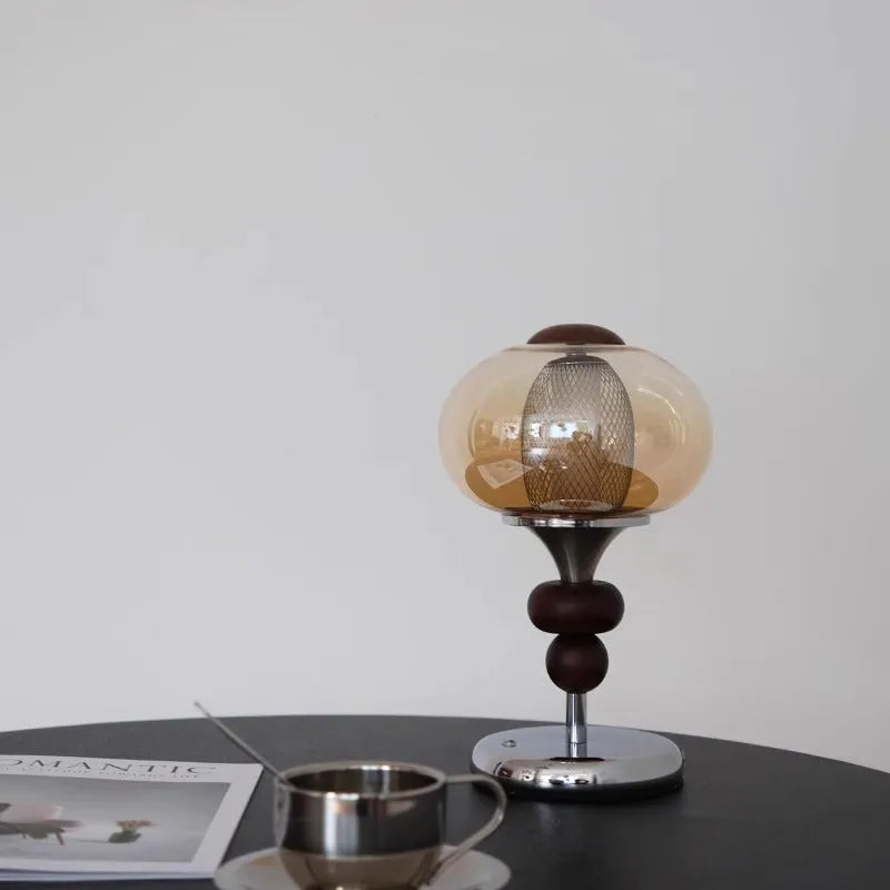 Solid wood retro palace table lamp with touch control and three colour lighting