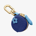 Mini cherry fruit keychain coin bag in PU leather with solid colour cherry option, showing small pouch on keyring