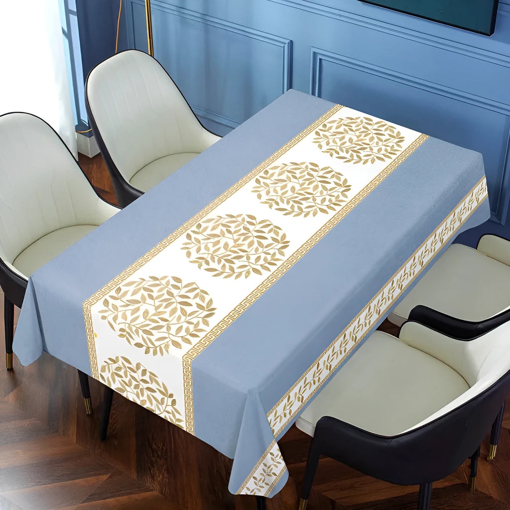 Rectangular non-slip PVC waterproof tablecloth on coffee table with geometric pattern