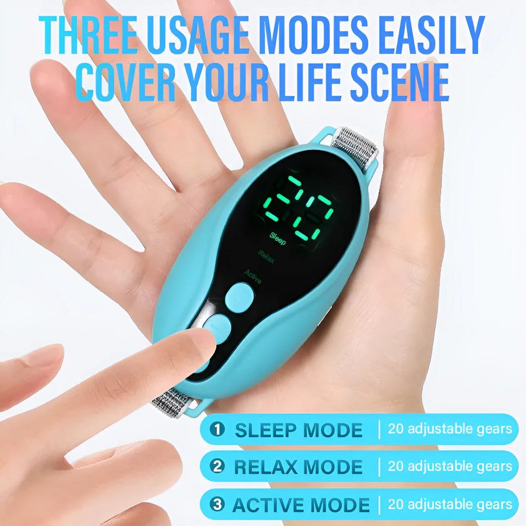 Intelligent sleep aid instrument with 20-speed fan, USB rechargeable, white colour, compact 80×40×20mm design