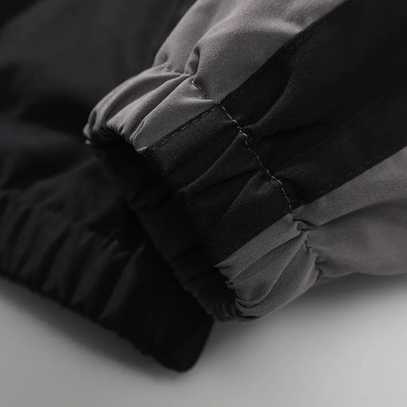 Men's black casual jacket with contrast stitching and side pockets in loose fit