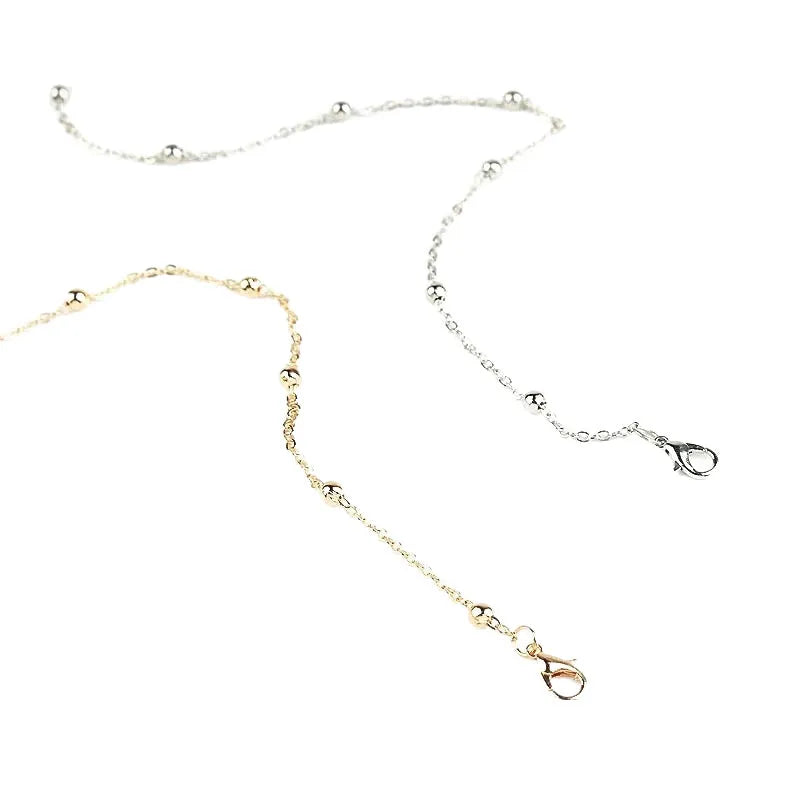 Bohemian chain summer metal anklet with geometric alloy pendant in gold or silver finish