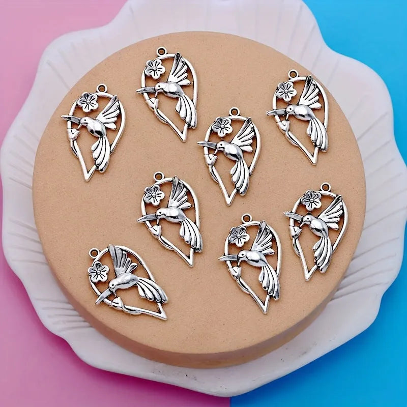 Alloy Magpie pattern pendant for DIY jewellery making with electroplated finish