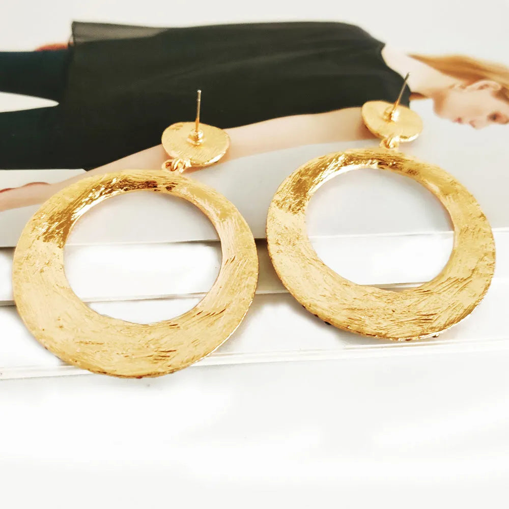 Alloy earrings with cartoon-style large pendant and round colour diamond design