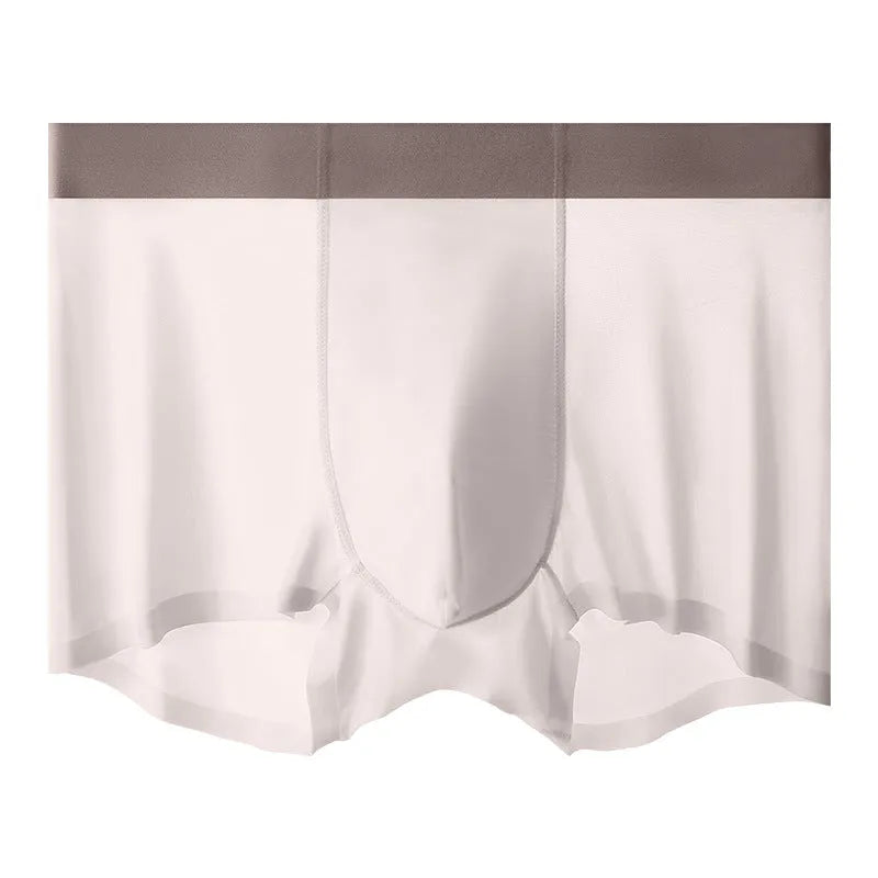 Men's Ice Silk shorts in bean green colour showing seamless construction and mid-waist design