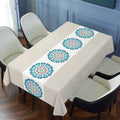Rectangular non-slip PVC waterproof tablecloth on coffee table with geometric pattern