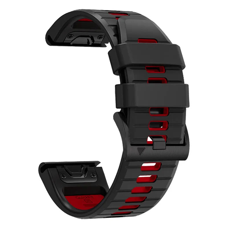 Fenix87pro6 two-colour silicone quick-release watch strap for Garmin Fenix watches on a grey background.