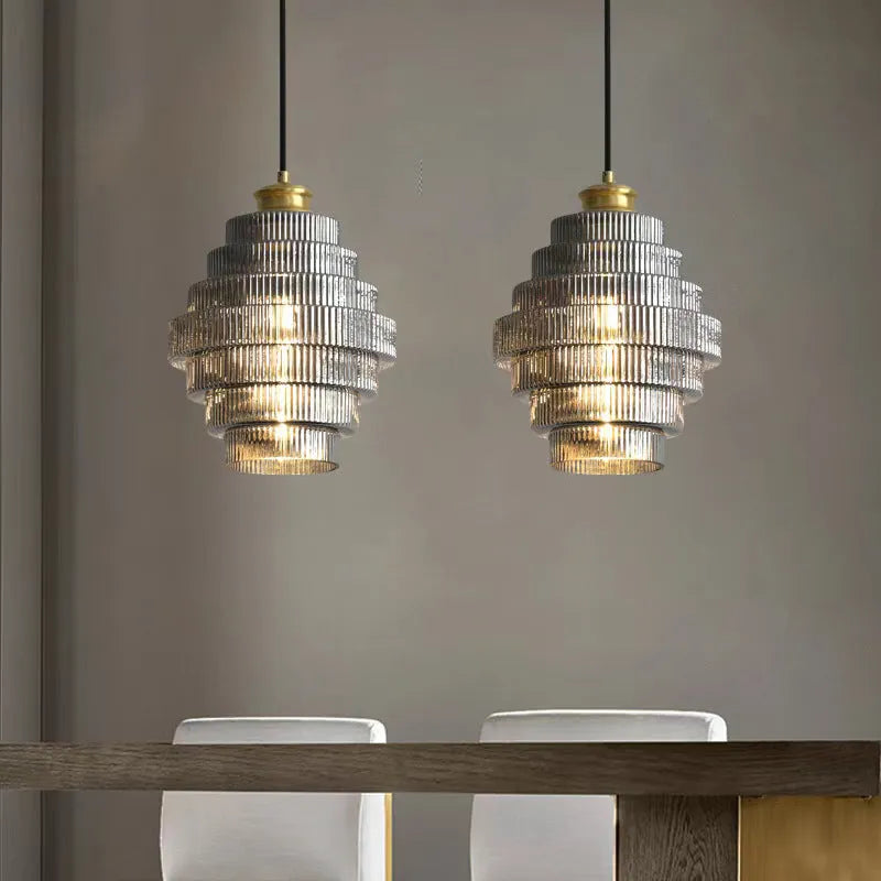 Modern simple small droplight pendant light in smoky gray for hallway or bedroom use