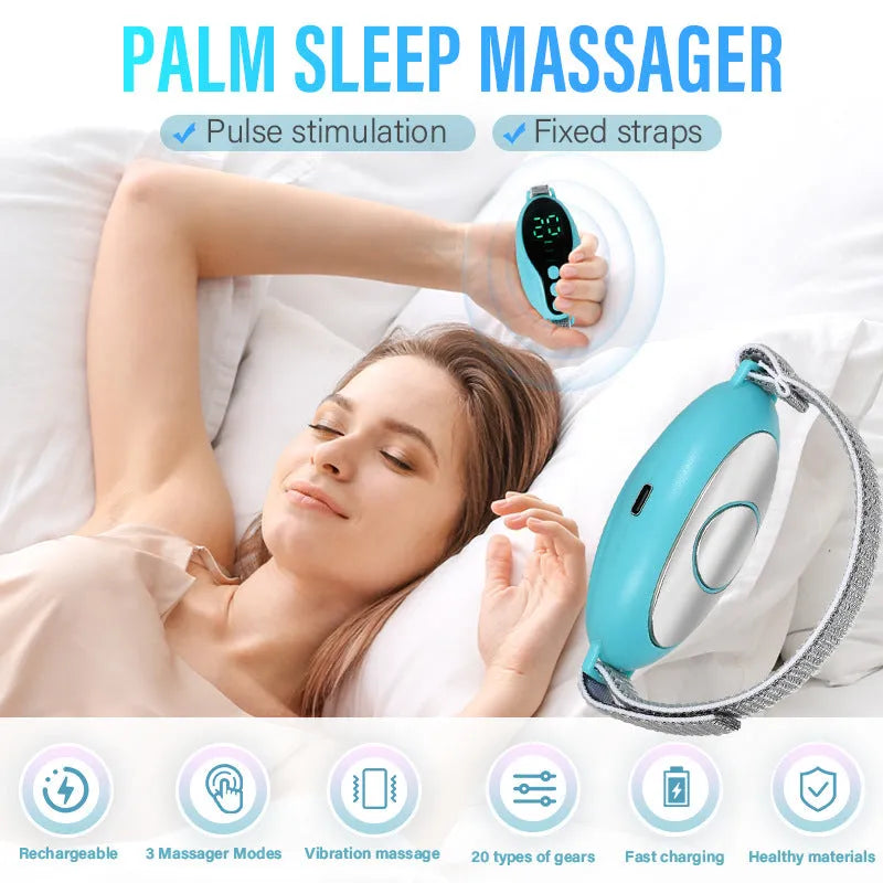 Intelligent sleep aid instrument with 20-speed fan, USB rechargeable, white colour, compact 80×40×20mm design