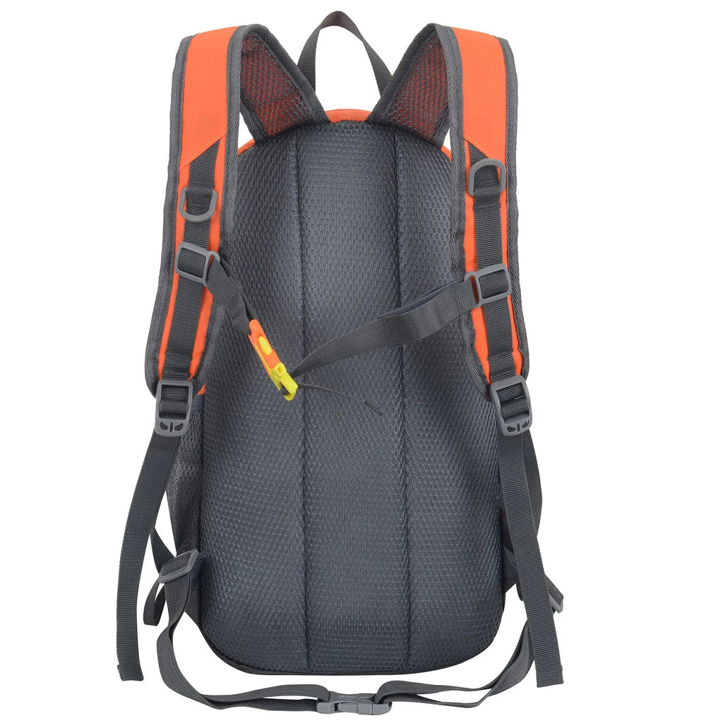 Multi-functional 20L Oxford cloth sports backpack in black for mountaineering and hiking, with air pillow belt