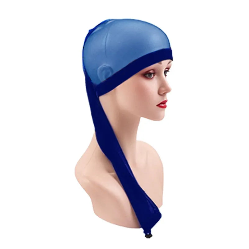 Mesh wig cap in spandex material showing stretch and breathable construction