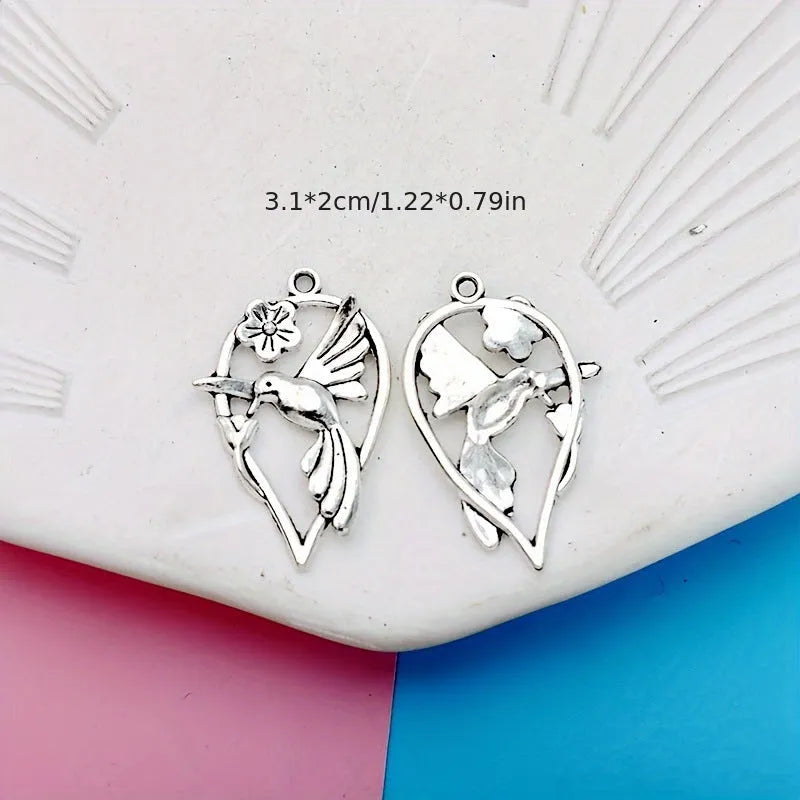 Alloy Magpie pattern pendant for DIY jewellery making with electroplated finish