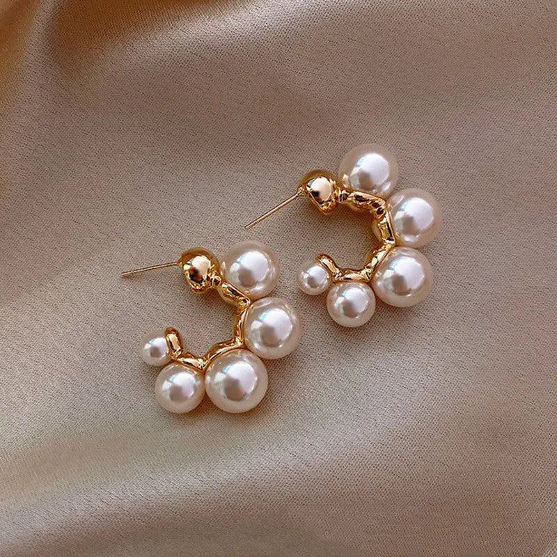 Red bell-shaped alloy ear rings for women with hook fitting, also available in white