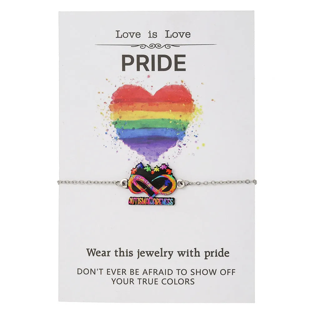 Stainless steel necklace and bracelet set with colour printed inspirational designs