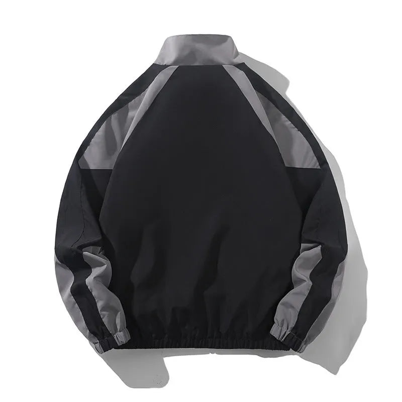 Men's black casual jacket with contrast stitching and side pockets in loose fit