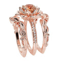 Women's rose inlaid zircon ring alloy flower shape geometric unisex rose gold colour