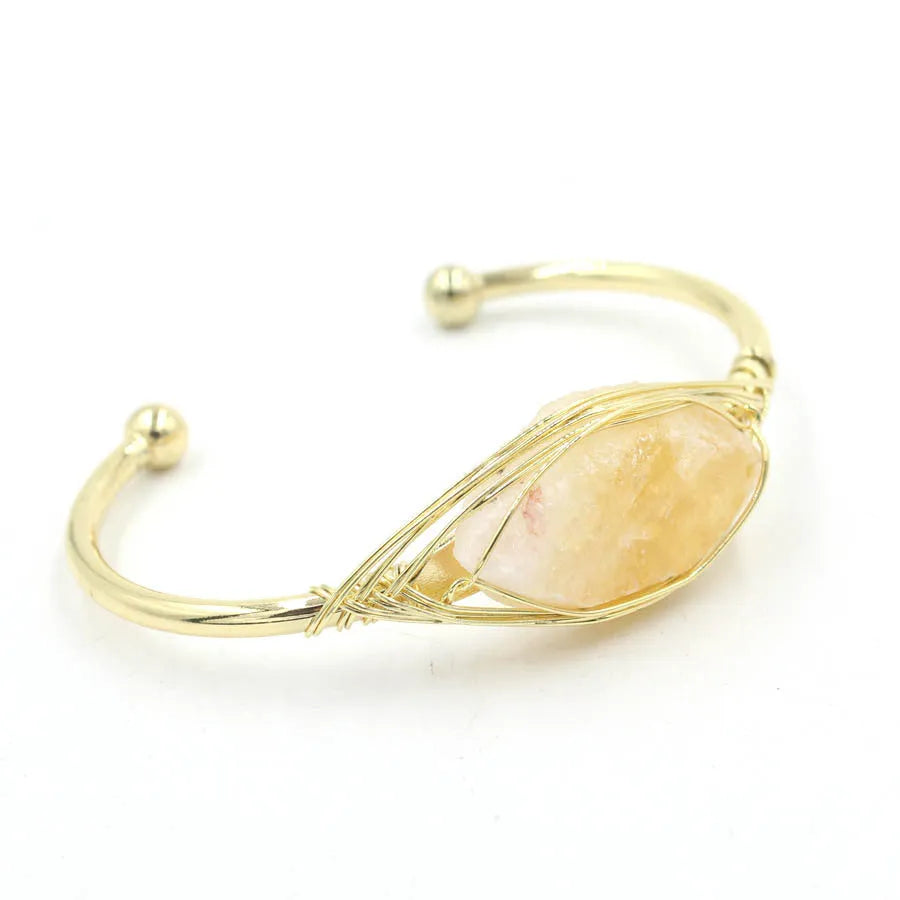 Natural raw gemstone crystal bracelet with 8mm stones in amorphous shape, unisex ethnic style