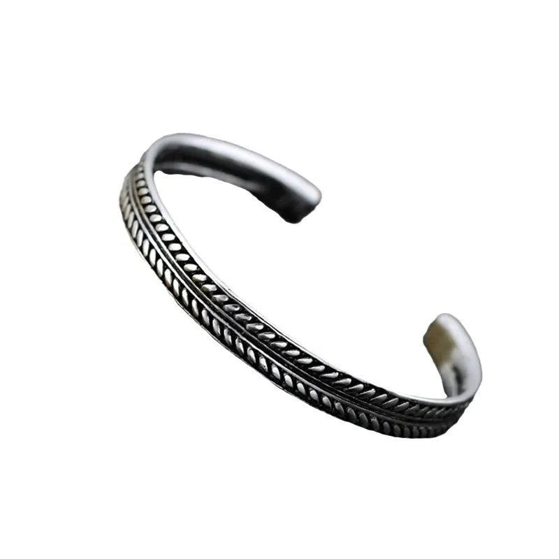 Women's retro Chinese style 925 silver opening bracelet with fish motif, electroplated copper, multiple colours