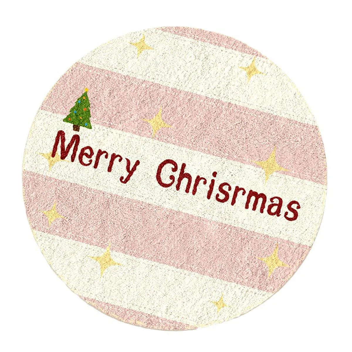 Round Christmas floor mat with cashmere-like texture and holiday-themed colour print