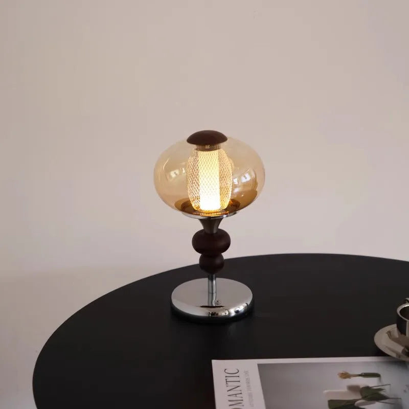Solid wood retro palace table lamp with touch control and three colour lighting