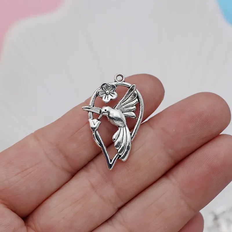 Alloy Magpie pattern pendant for DIY jewellery making with electroplated finish