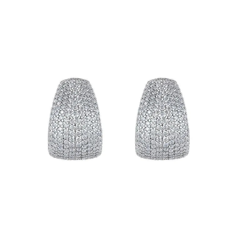S925 sterling silver geometric ear studs with extremely white moissanite stones and alloy backs