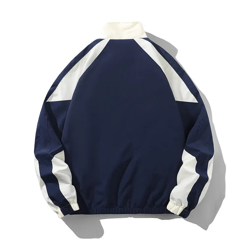 Men's black casual jacket with contrast stitching and side pockets in loose fit