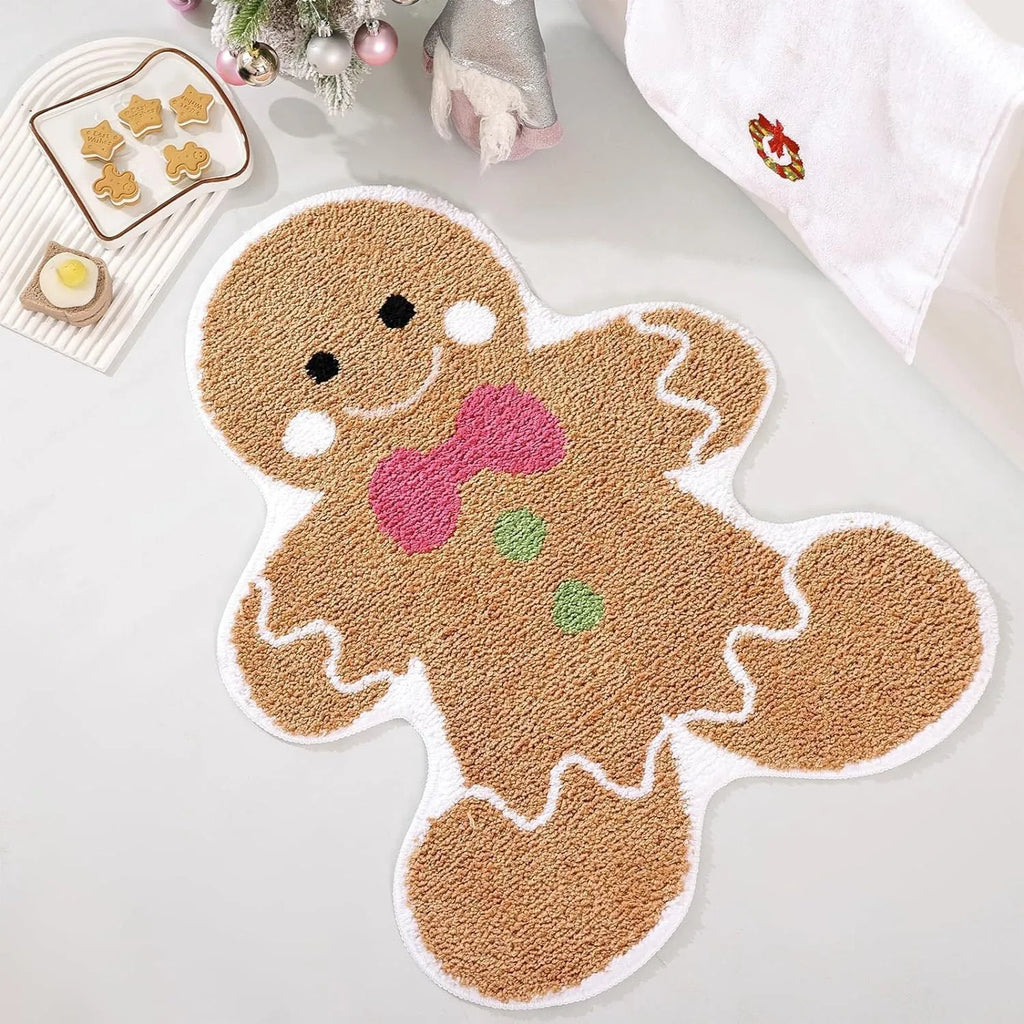 Christmas geometric pattern hallway mat with anti-slip dots and square shape in festive colours