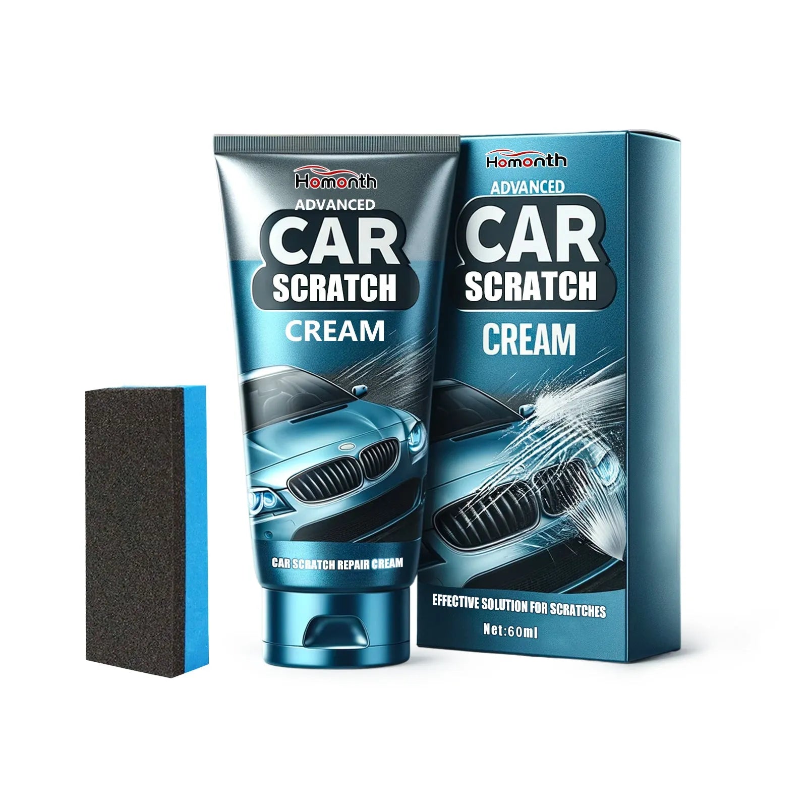 60ml car scratch repair cream tube with sponge for paint renovation