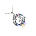 Animal-shaped pendant necklace with Saturn geometric design in platinum colour, adjustable chain 51cm to 80cm