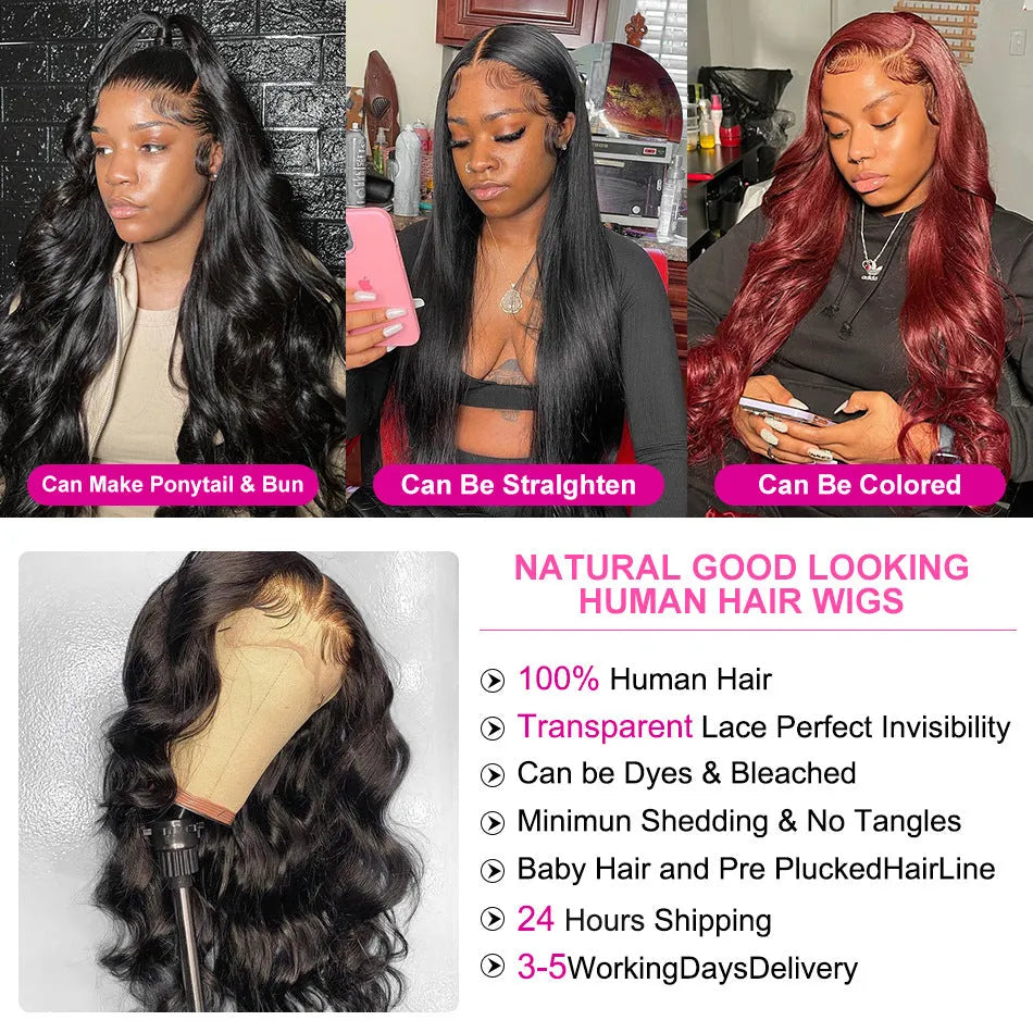 Black synthetic front lace wig with long curly hair and side bangs shown at 30 inch length