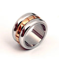 Ultra-wide titanium steel knuckle ring with rotatable tail, gold electroplated finish, natural style, size No.10