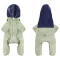 British style khaki coloured waterproof polyester dog jacket on a small dog.