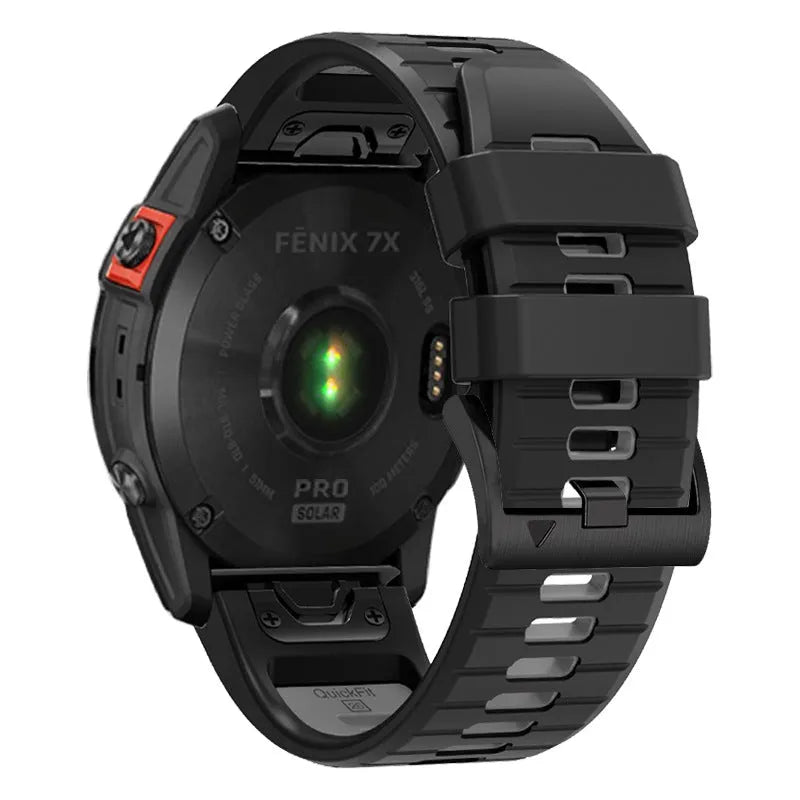 Fenix87pro6 two-colour silicone quick-release watch strap for Garmin Fenix watches on a grey background.