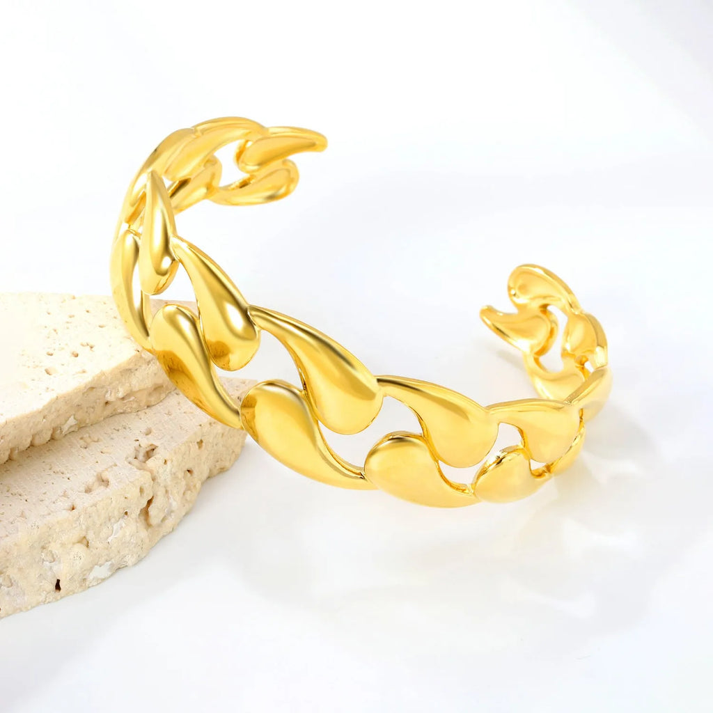 Stainless steel alloy bracelet in European advanced style showing metallic finish details
