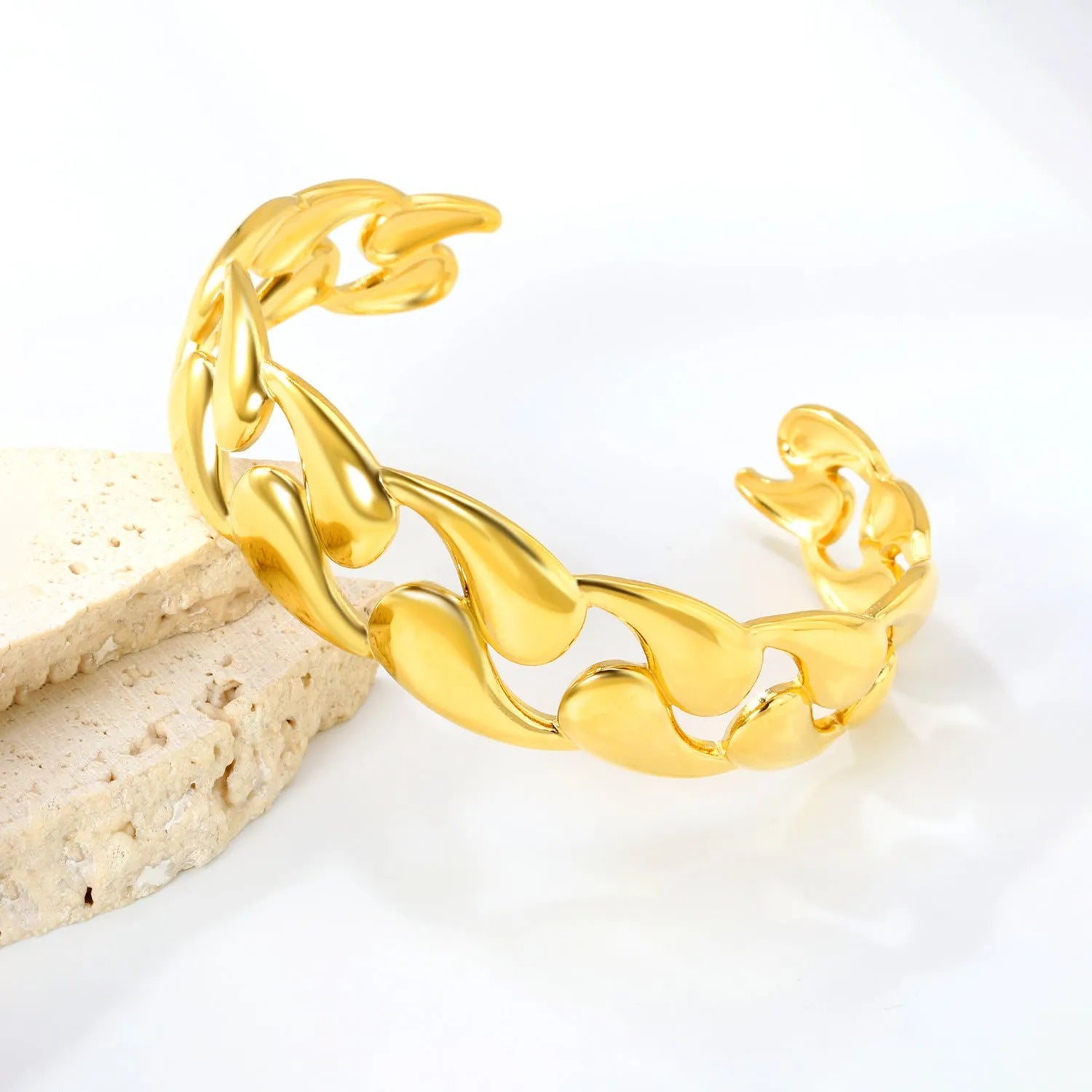 Stainless steel alloy bracelet in European advanced style showing metallic finish details
