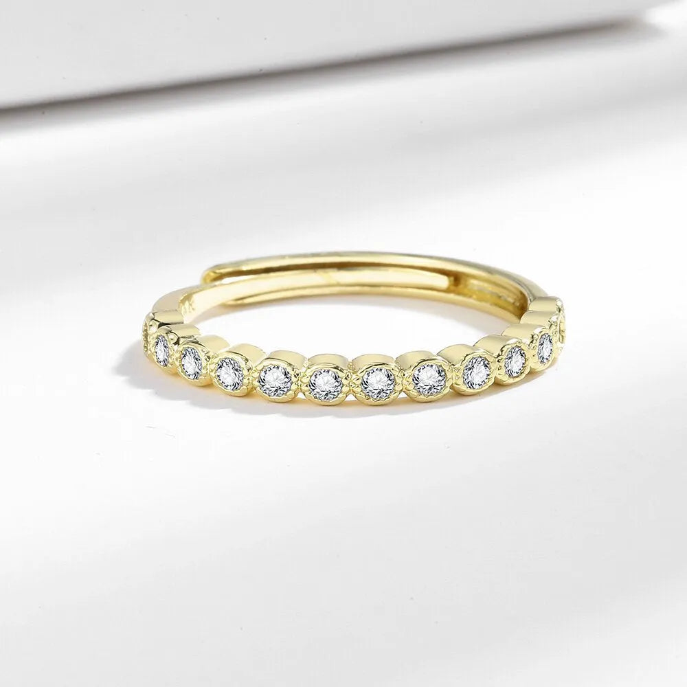 Women's geometric Korean style diamond tail ring with open mouth design in electroplated finish