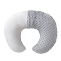 Grey nursing pillow for baby feeding support with a detachable pillowcase