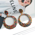 Alloy earrings with cartoon-style large pendant and round colour diamond design
