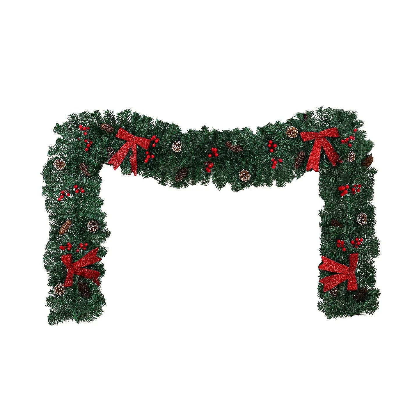 European style Christmas rattan pine cone bow decoration with PVC construction