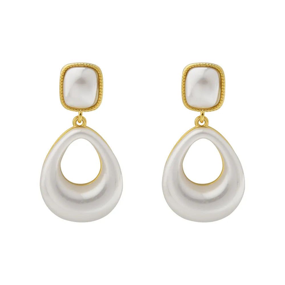 Gold plated imitation pearl drop eardrops for women water drop mabe style